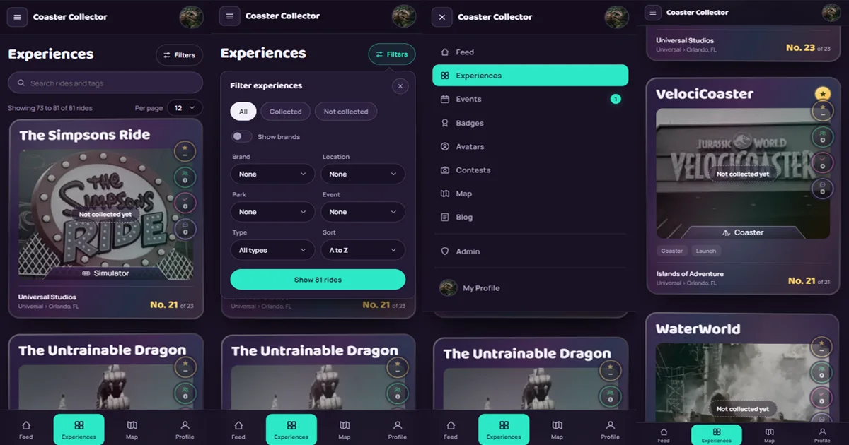 The Experiences page on mobile.