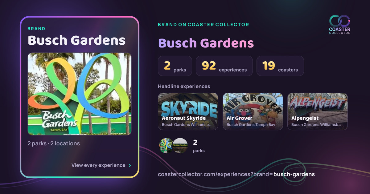 The card for Busch Gardens, as it appears where the link is posted
