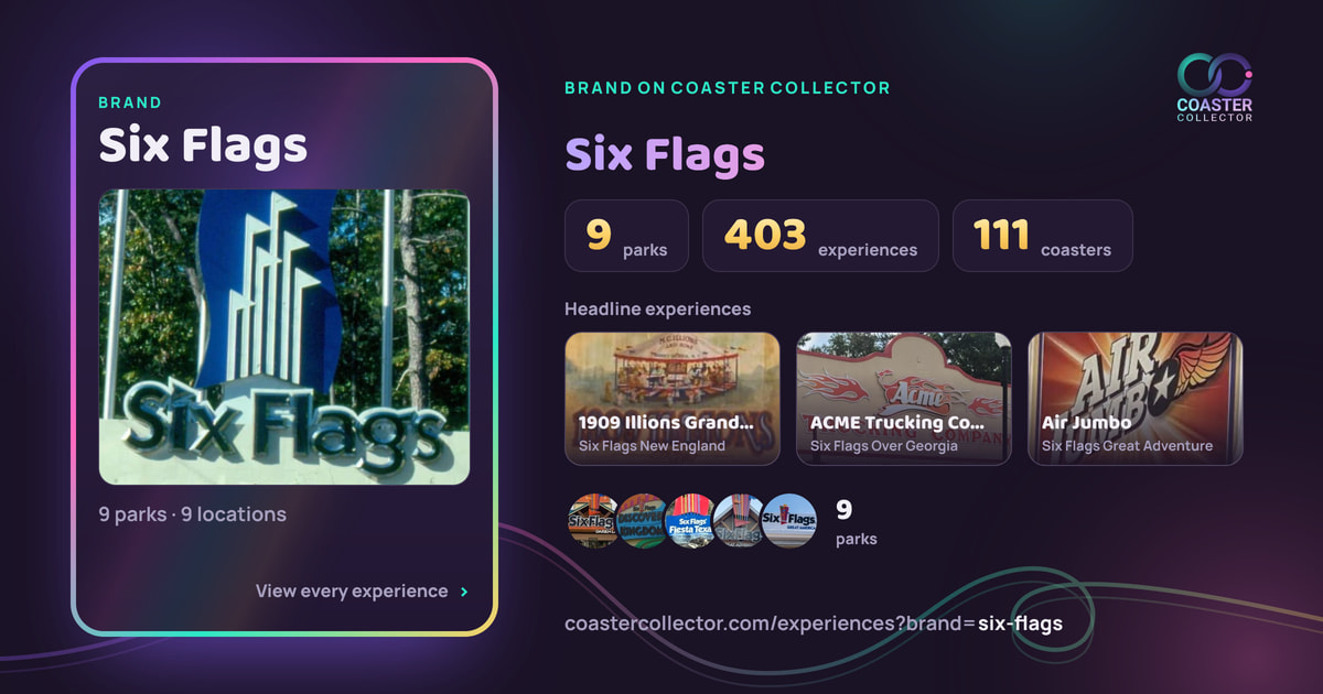 The card for Six Flags, as it appears where the link is posted