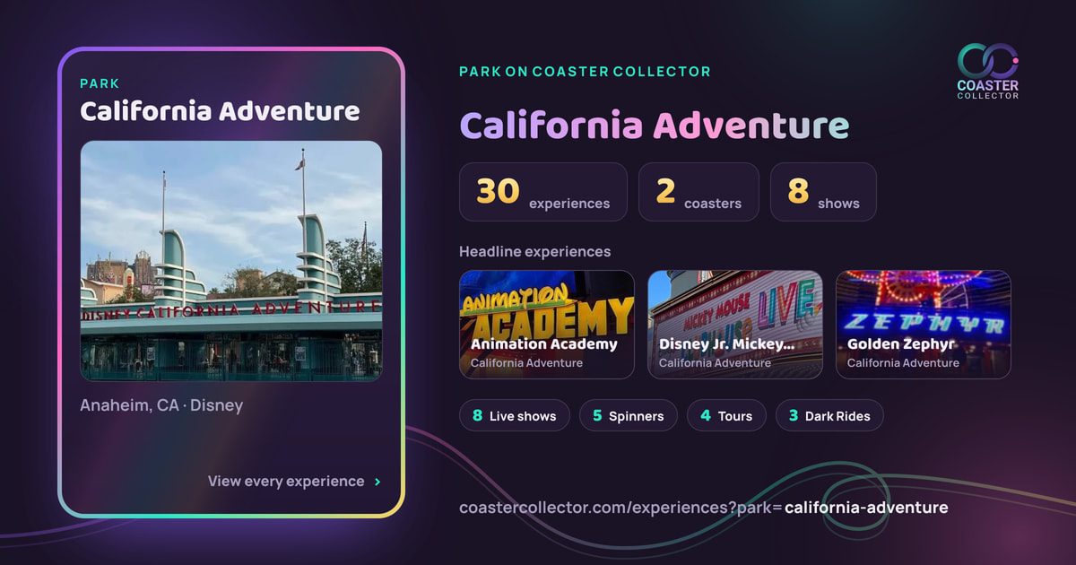 The card for California Adventure, as it appears where the link is posted