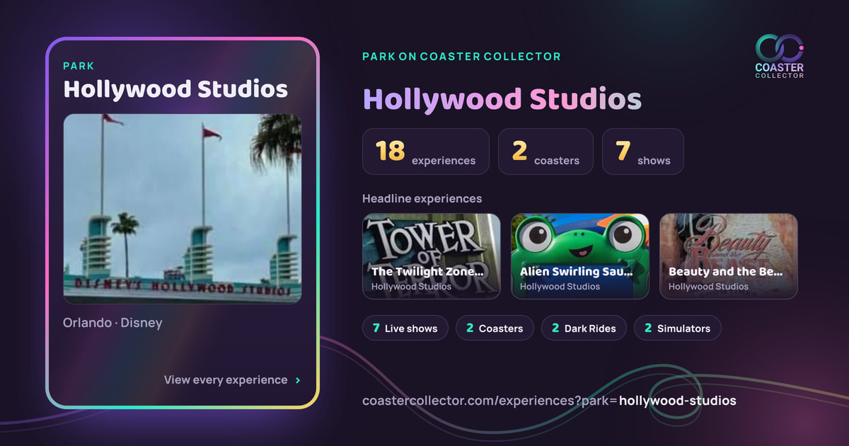 The card for Hollywood Studios, as it appears where the link is posted