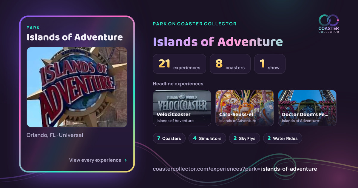 The card for Islands of Adventure, as it appears where the link is posted