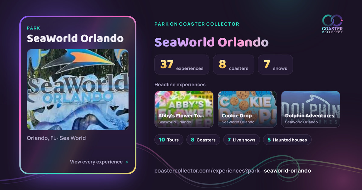 The card for SeaWorld Orlando, as it appears where the link is posted