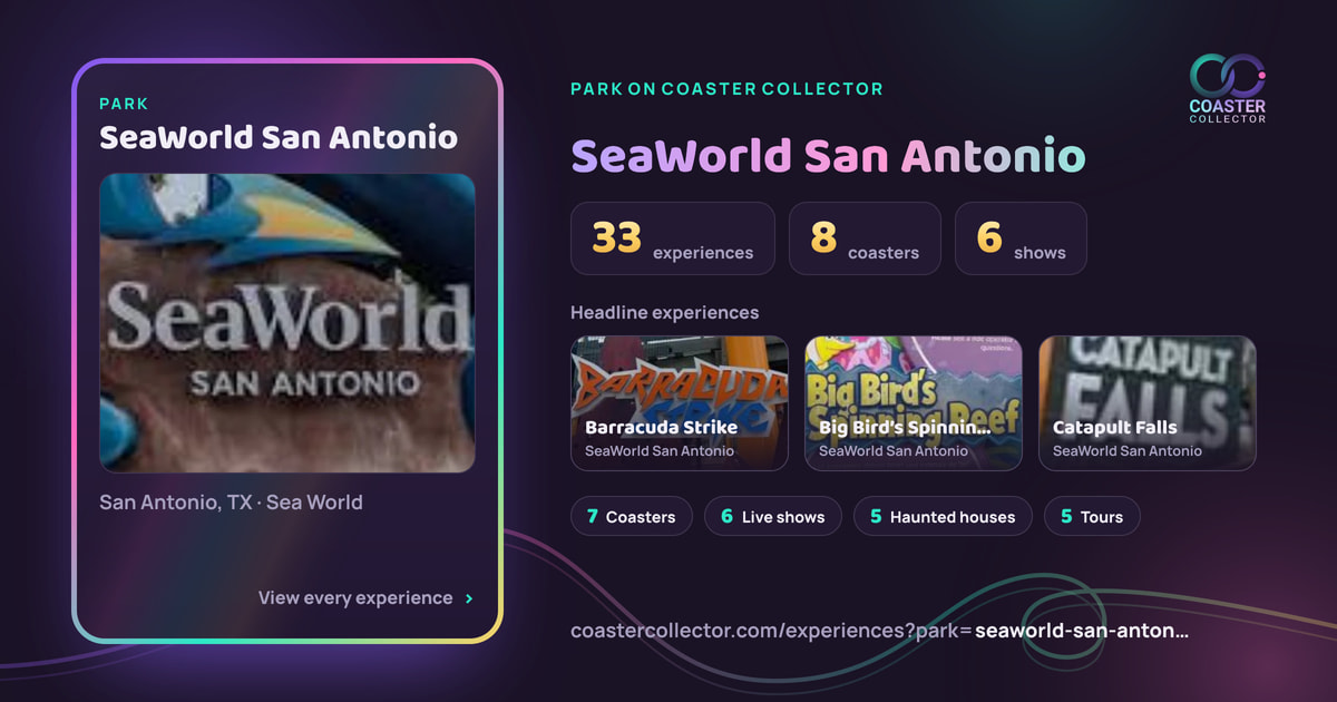 The card for SeaWorld San Antonio, as it appears where the link is posted