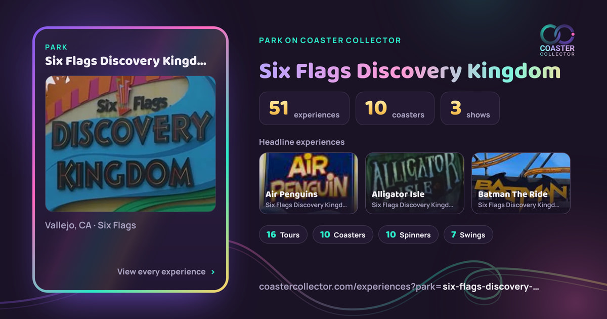 The card for Six Flags Discovery Kingdom, as it appears where the link is posted