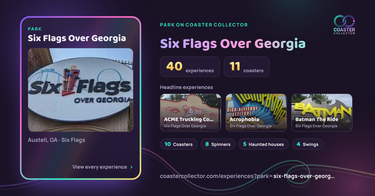The card for Six Flags Over Georgia, as it appears where the link is posted