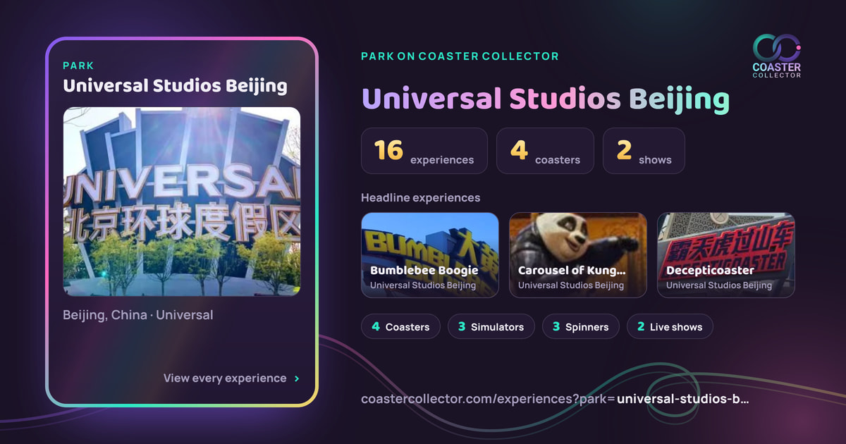 The card for Universal Studios Beijing, as it appears where the link is posted