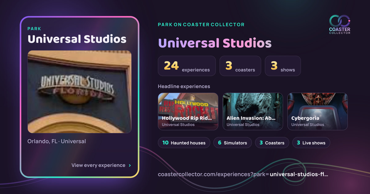 The card for Universal Studios, as it appears where the link is posted