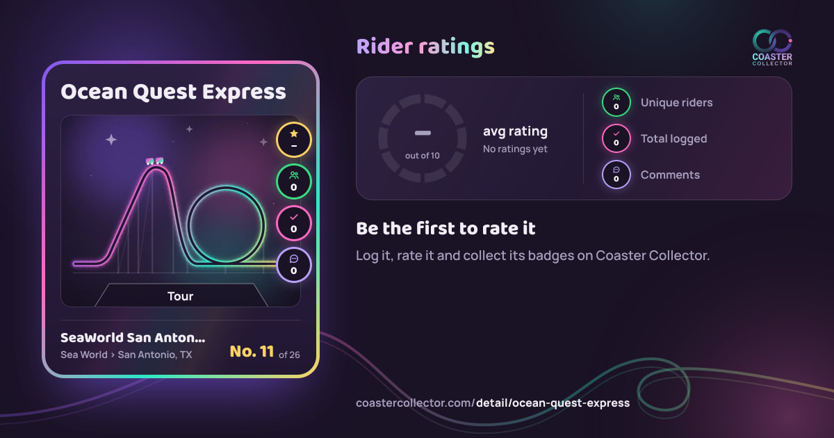Ocean Quest Express’s card and rider ratings, as they appear where the link is posted